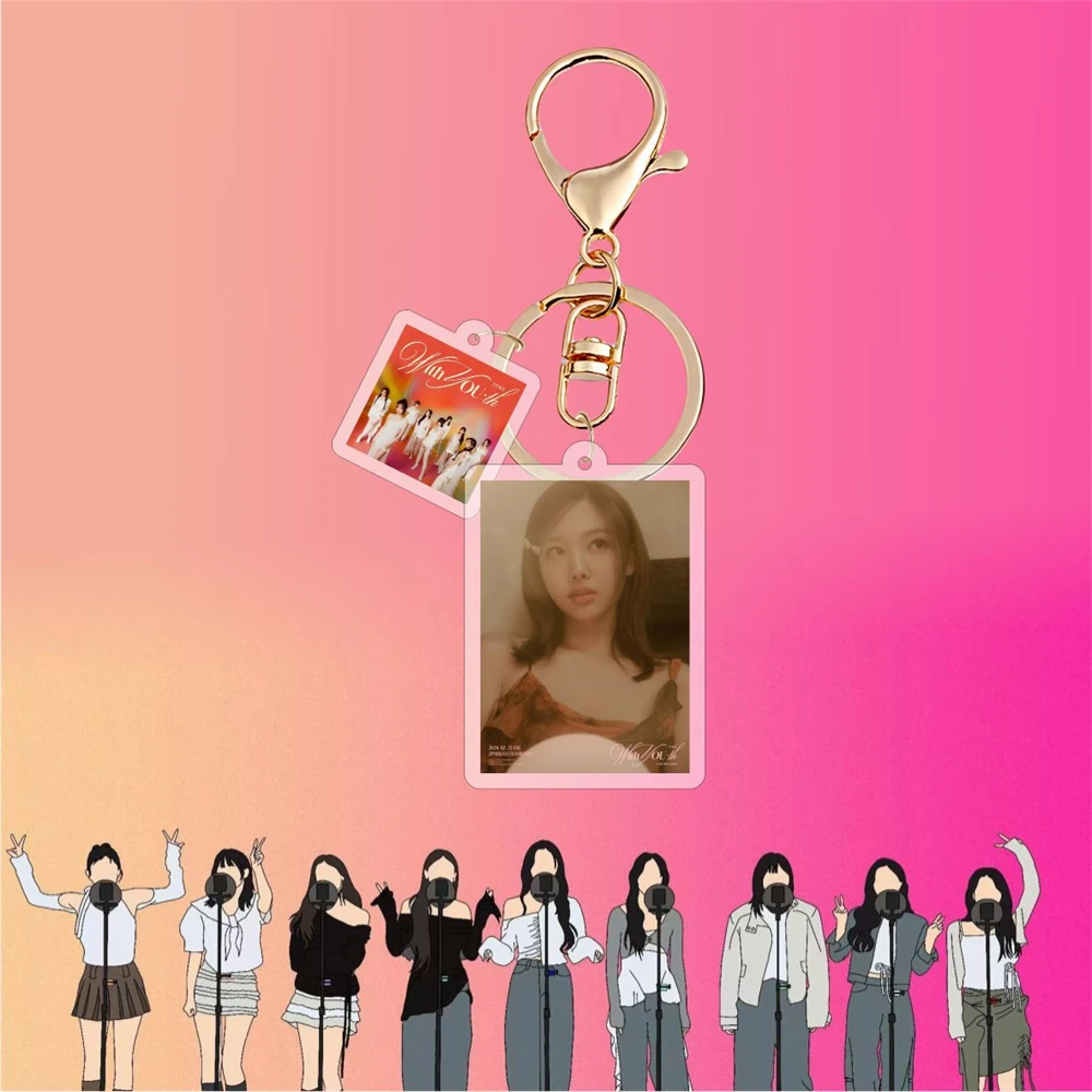 yuwei KPOP TWICE With YOU-th Album Keychain Acrylic Figure Keyring Bag Pendant DAHYUN TZUYU JIHYO MINA NAYEON Key Ornaments
