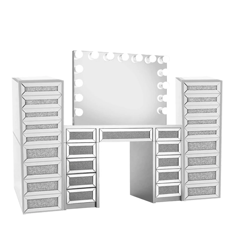 Hollywood modern white minimalist wooden beautiful dressing table with mirror