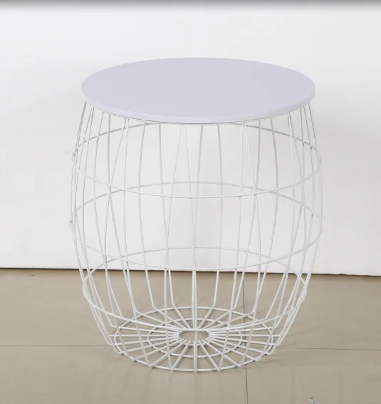 Round  Tea Coffee Desk Metal Wire Side Table for Living Room Furniture