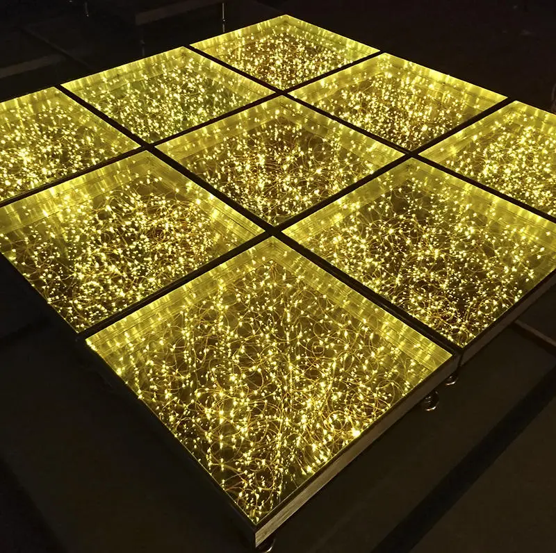 Led Floor Panel 3d Mirror Stage Floors Golden Infinity Diy Portable Dance Floor For Wedding Party
