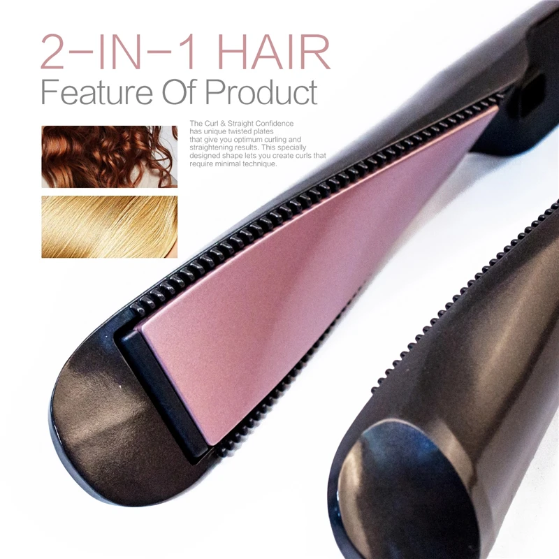 Twisted Flat Iron 2 in 1 Hair Straightening And Curling Iron LCD Ceramic Hair Curler And Straightener