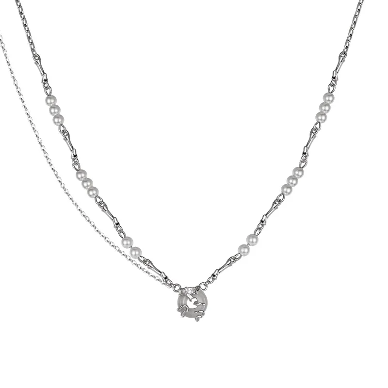 New Chinese Style Niche S925 Sterling Silver Safe Buckle Chat Female White Gold Handcrafted Short Shell Beads Clavicle Necklace