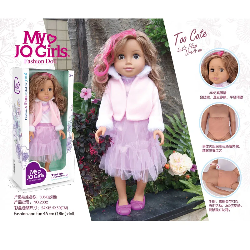 Manufacture 18 Inch Big Size Doll Girl Toy Lovely Girl Dressing Toys Plastic 3d Eye Joints Plastic Big Eyes Baby Doll