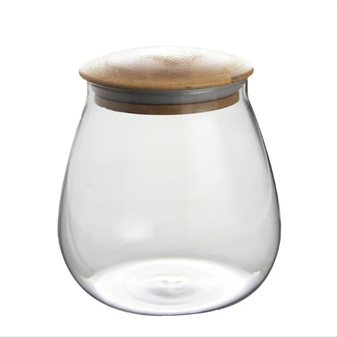 
china borosilicate bamboo spice glass ball jar canister 