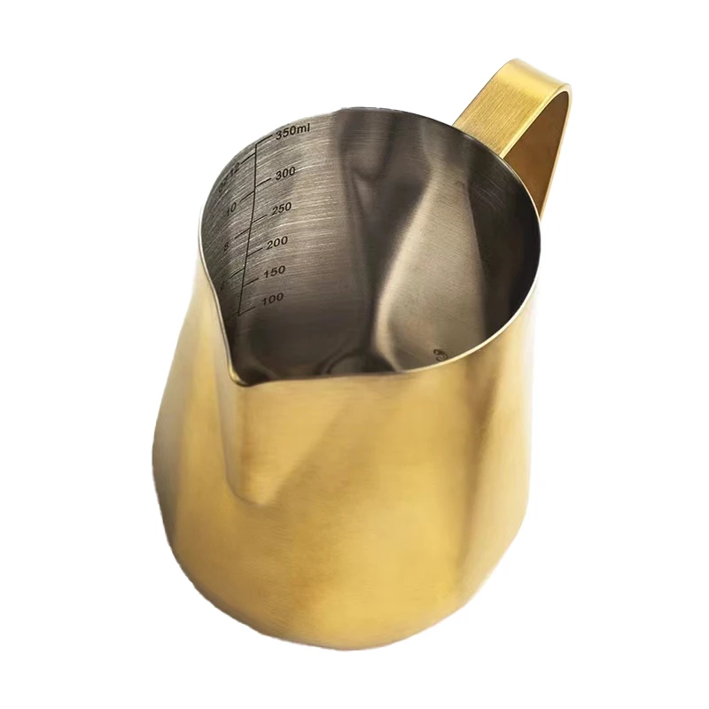 2024 latest hot sale Milk Frothing Pitcher Irregular Edge Design Stainless Steel Milk Frothing Cup 350/600ml