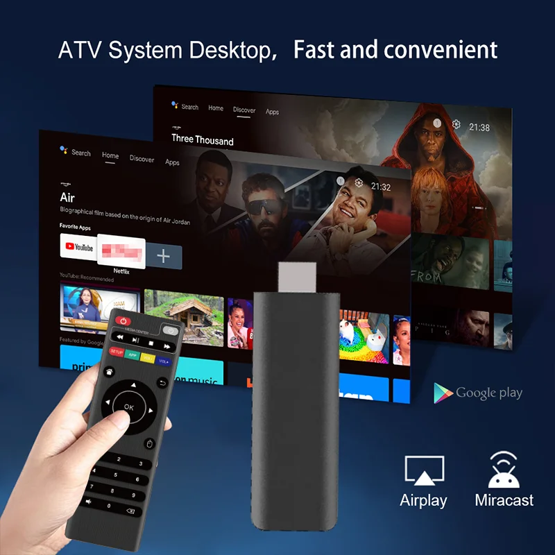 OM TV Stick Android 14 Amlogic S905 Quad Core 4k 2.4G Wifi Media Tv Stick with IR Remote