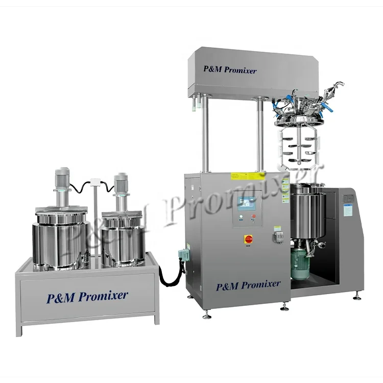 Customized 100 l automatic vacuum homogenizing emulsifier with oil and water pot