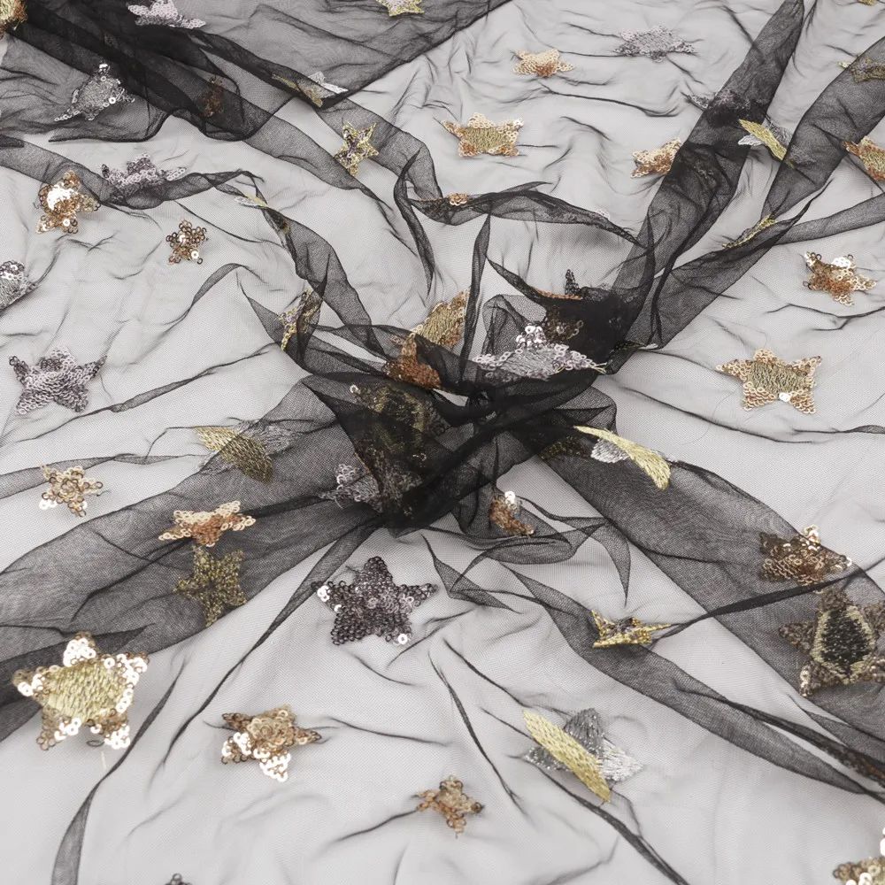 manufacturer floral evening dresses fabric, competitive price embroidery fabric/star net fabric