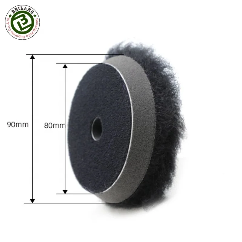 Черная шерстяная аппарат для смешивания Pad 3 дюймов Для Полировки Автомобиля буфера натуральный мех ягненка пальто из шерсти тяжелый режущий диск