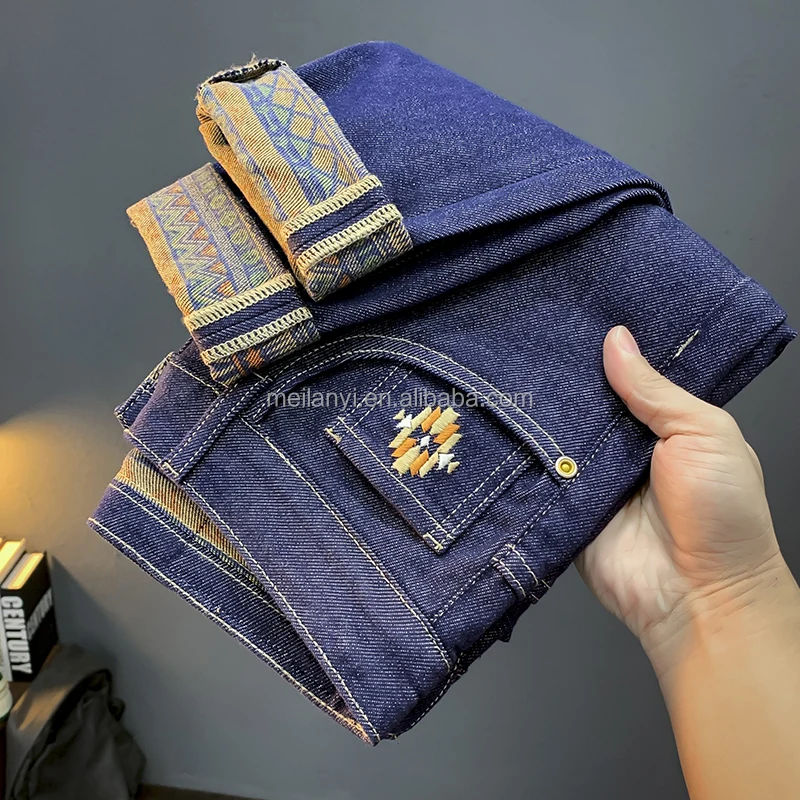 2024 Autumn and Winter Fashion Versatile Slim Fit Straight Leg Jeans Factory Wholesale Custom Embroidered logo Jeans