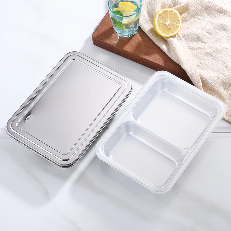 304 stainless steel dinner plate with lid Daily use of school restaurant kids dinner plate