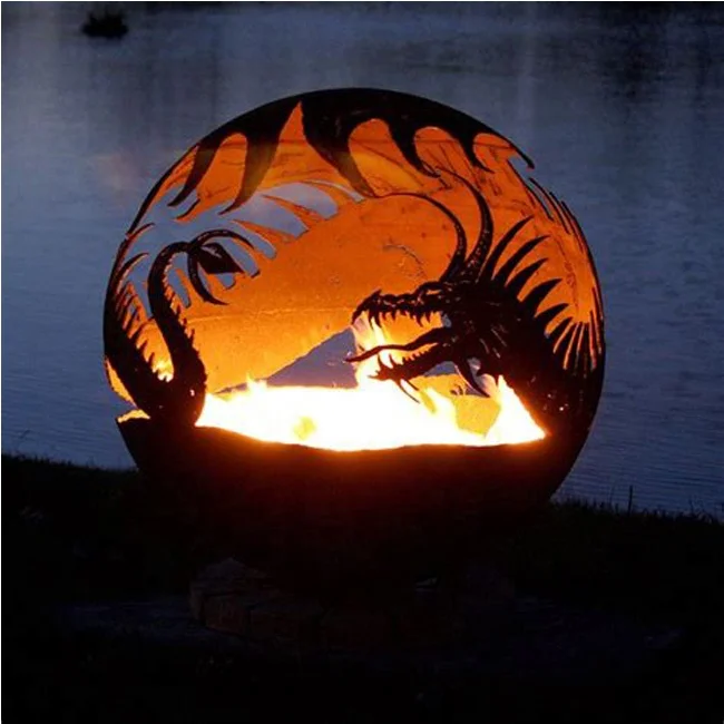 Garden Fire Globe Steel Wood Burning Fire Pit