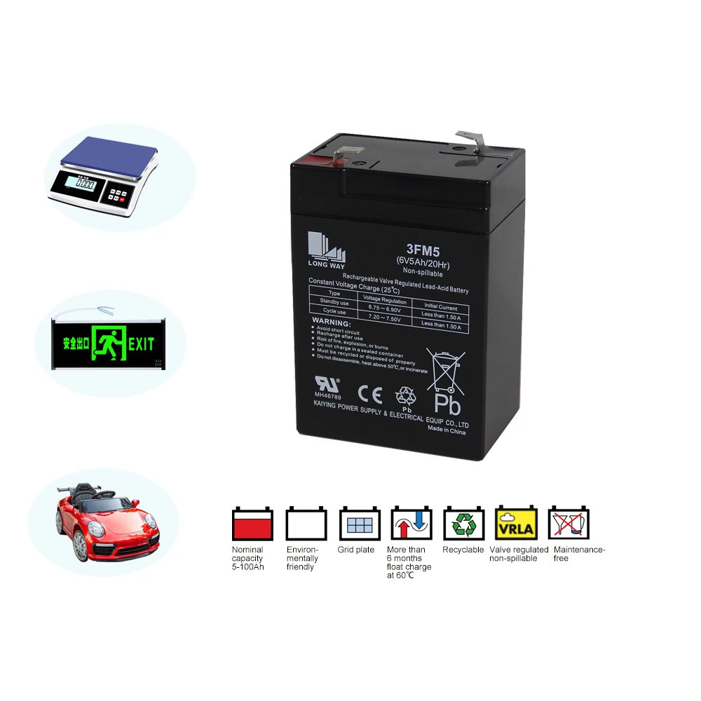 3FM5A General Series Small Batteries AGM Technology and Life for Emergency Lights Alarm System