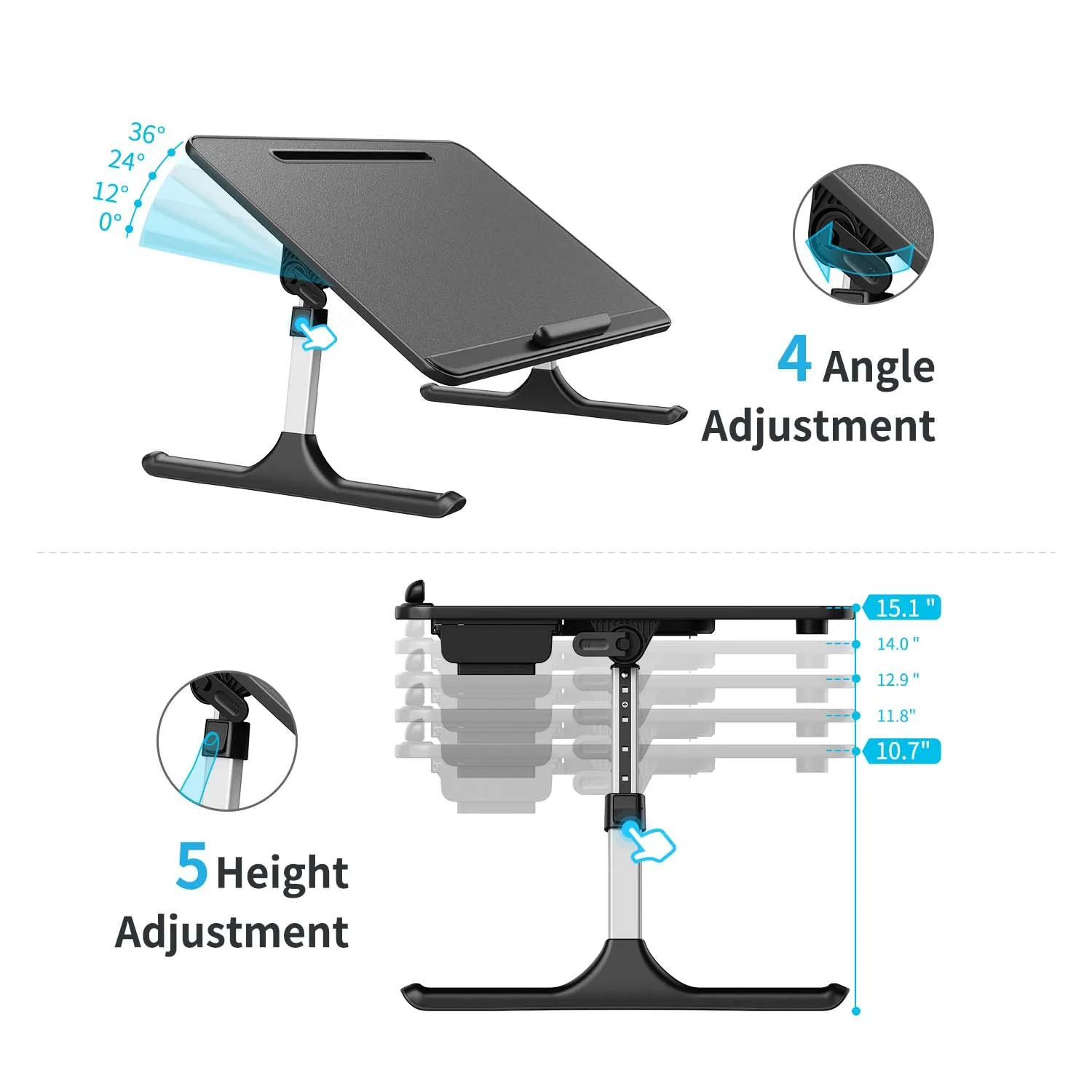 Laptop Desk Foldable Bed Table With LED light Folding Breakfast Tray Portable Lap Standing Desk Notebook Stand