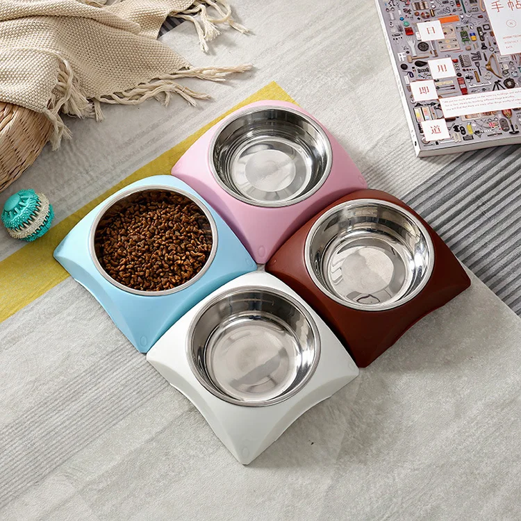 Elevated Stainless Steel Pet Bowls Raised Stand Neat Dish Pet Food Feeder Slanted Pet Bowls for Cats and Dogs