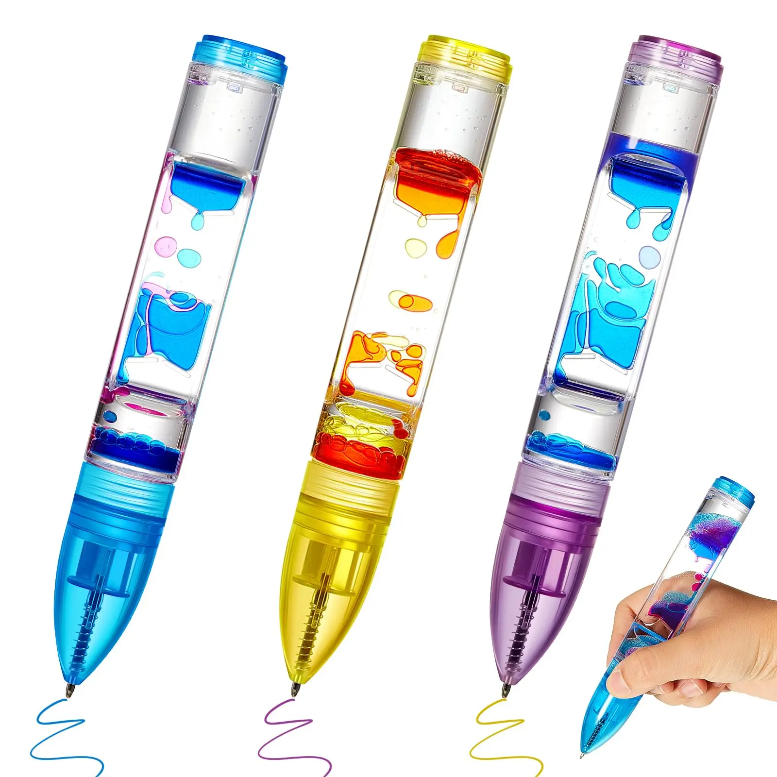 Trending Custom Liquid Motion Timer Pens For Kids Children Game Toy Gifts Colorful Oil Hourglass Pen Sensory Fidget Toys