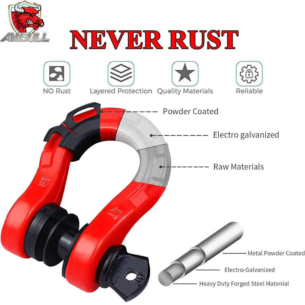 Best Durable Stainless Steel Tow Shackle Heavy Duty Type Forged Towing Shackle Hitch Receiver Shackle Snatch Chain Pulley Block