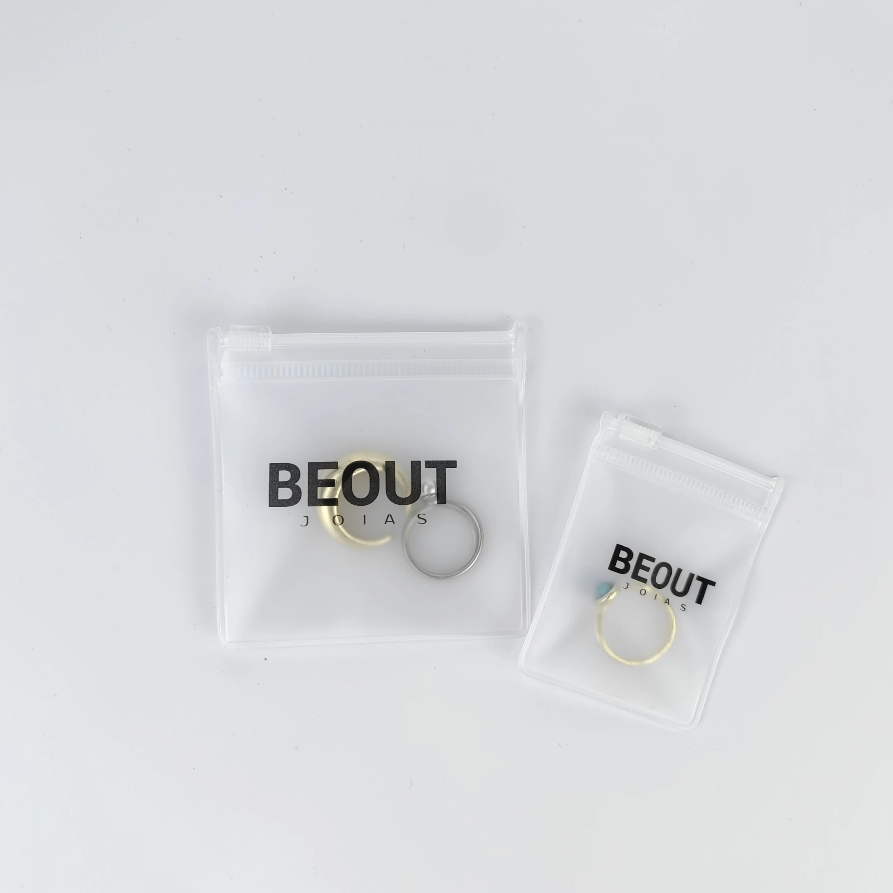 Custom Plastic Bag With Logo Clear Frosted Zipper Jewelry Pocket Dust Bags Small Packaging Jewelry Bags Pvc Jewelry Pouch
