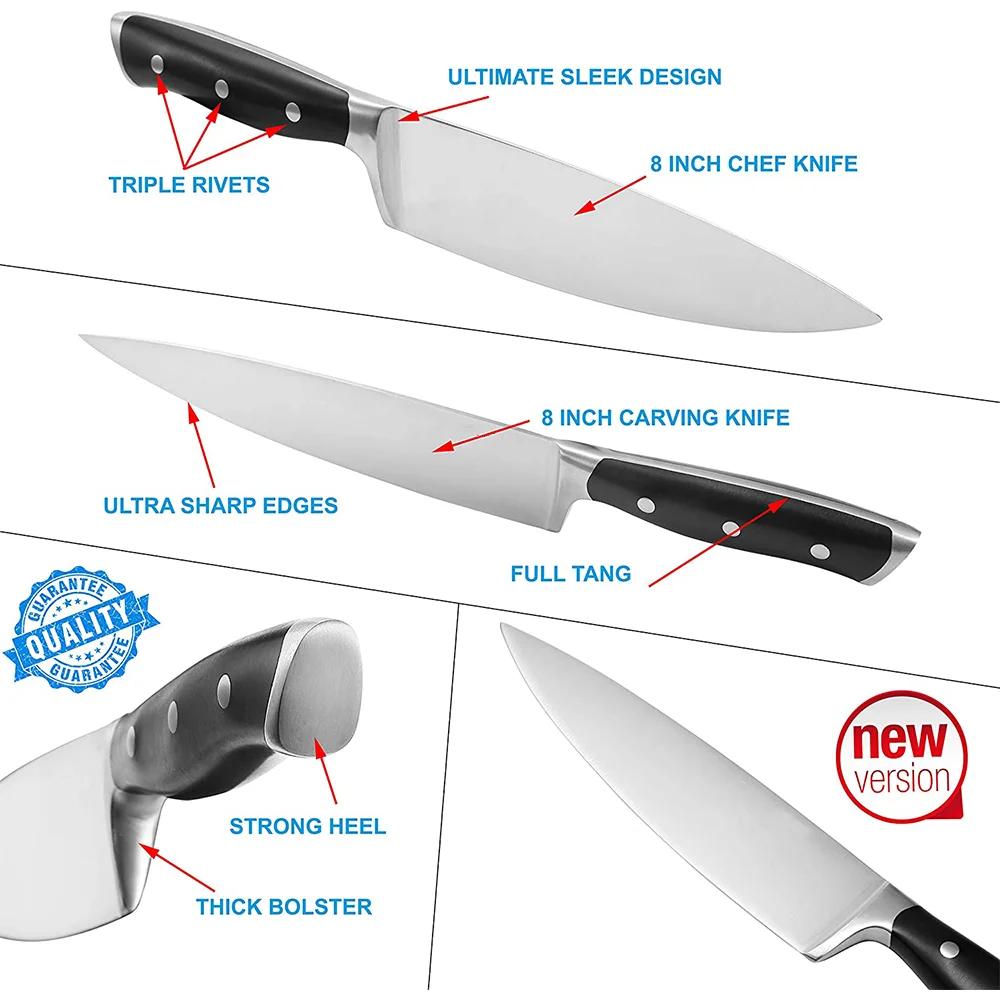 Новый стиль японские Премиум немецкие из углеродистой стали 19 шт. набор кухонных ножей шеф-повара с блочной ручкой материал