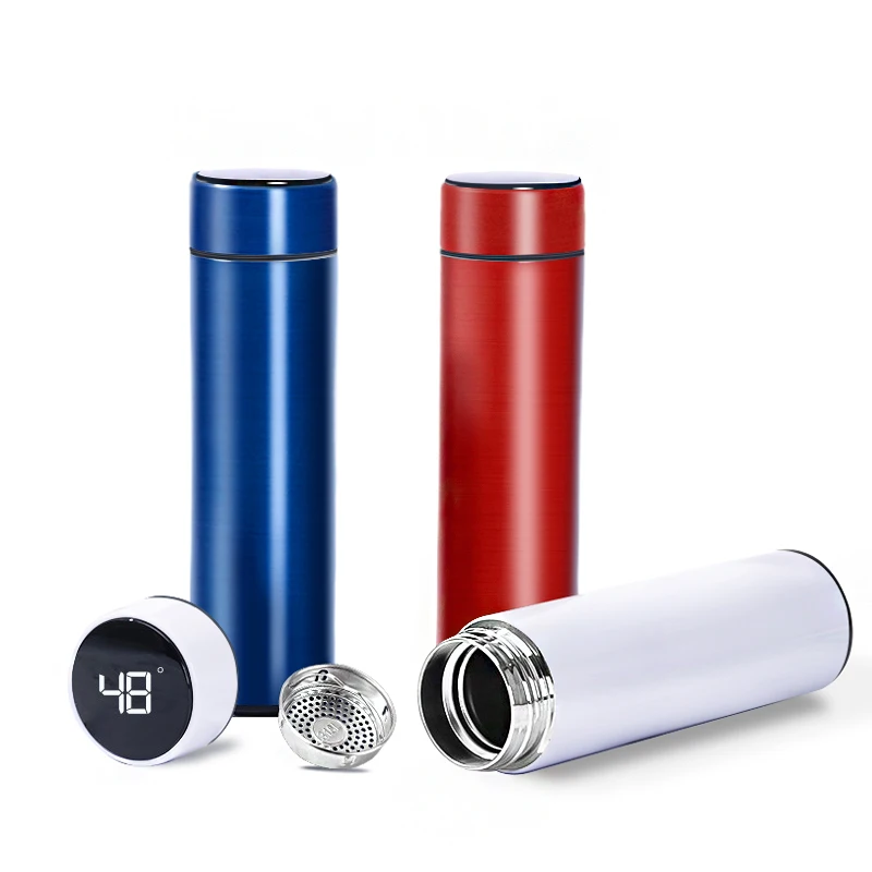 Stainless Steel Double Wal Insulated Tea Infuser Bottle LED Thermal Cup Digital Temperature Display Smart Water Bottle