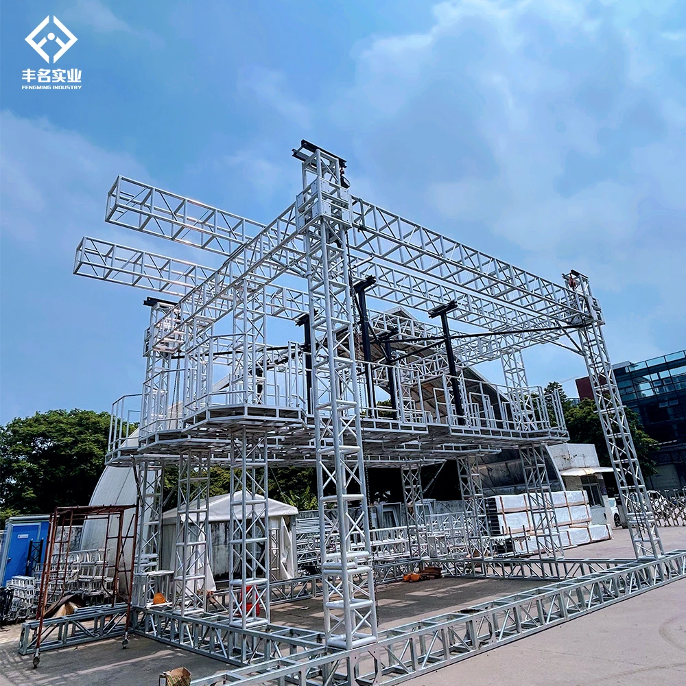 Aluminum outdoor screw bolt truss tower lift up system truss with hoist and base