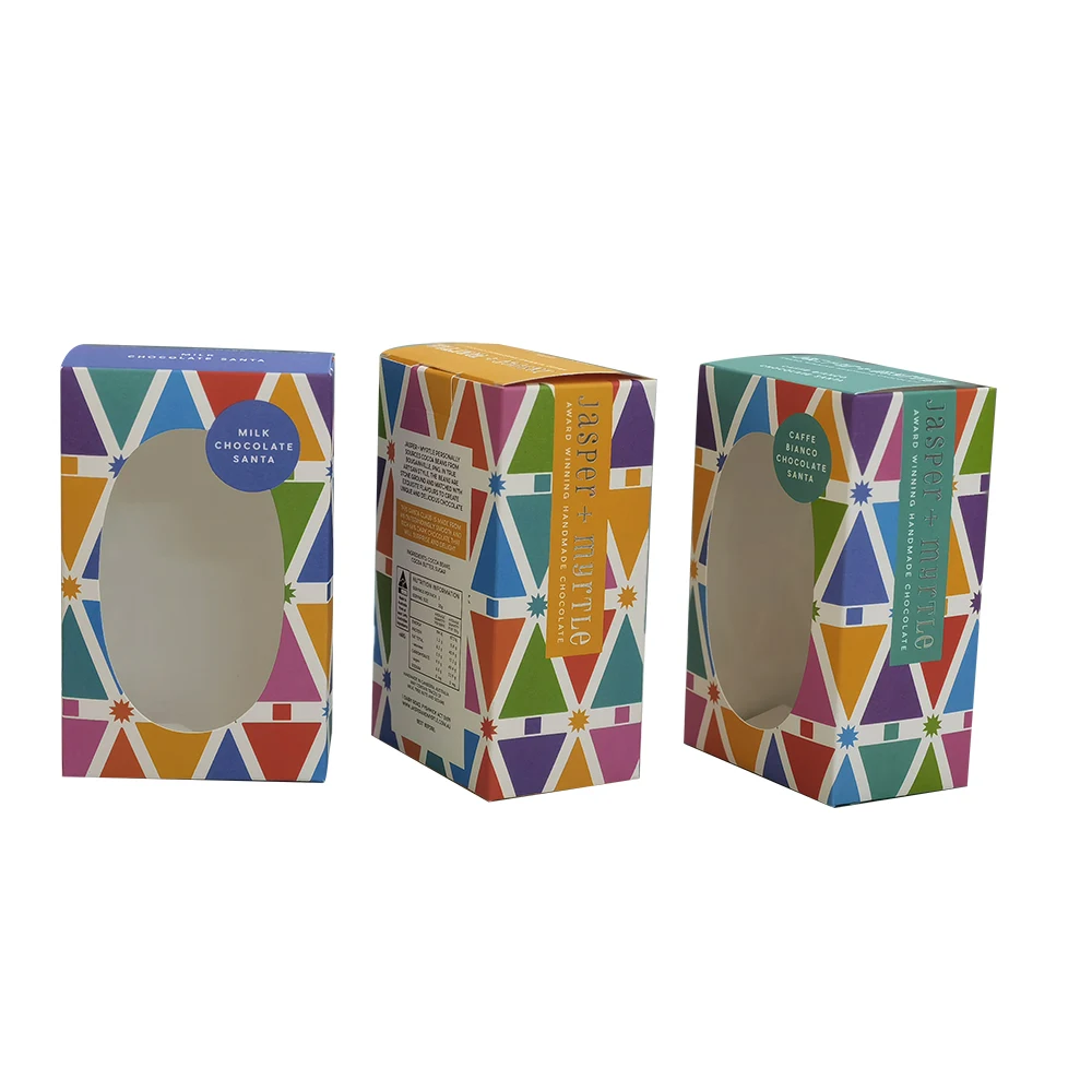 Custom foil brand logo chocolate bar easter egg window paper box