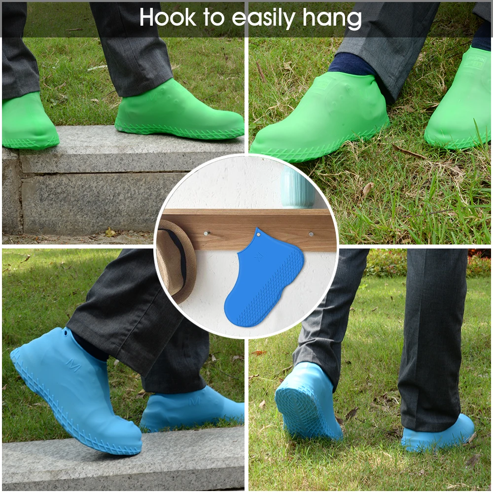 Silicone Protective Rain Shoes covers Anti-slip Reusable Waterproof Silicone Rubber Shoe Covers