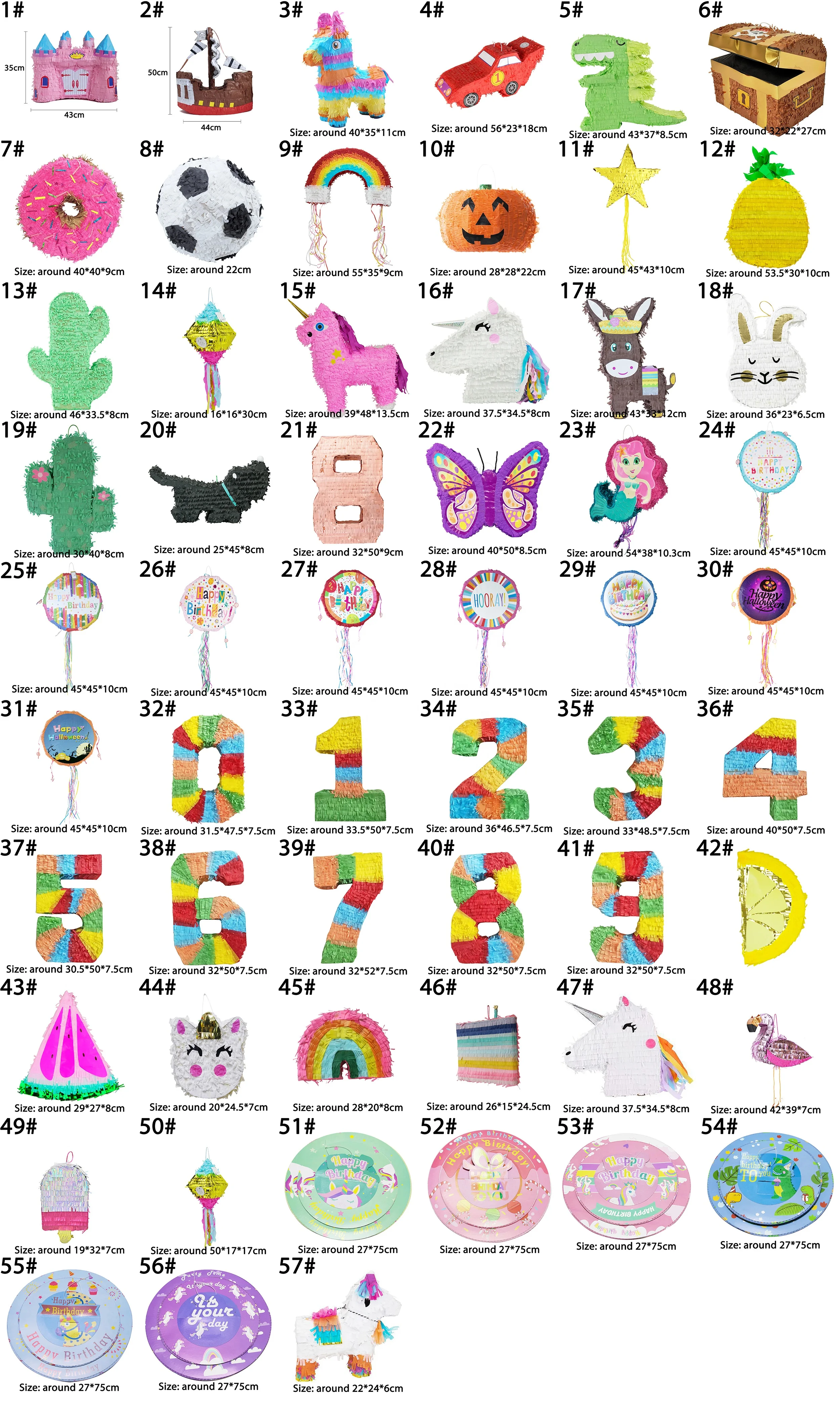 Party Pinata Toys Pinata Birthday Donkey Pinata for Fiesta Kids Birthday Party Decorations Multi Colors and Shape to Choose