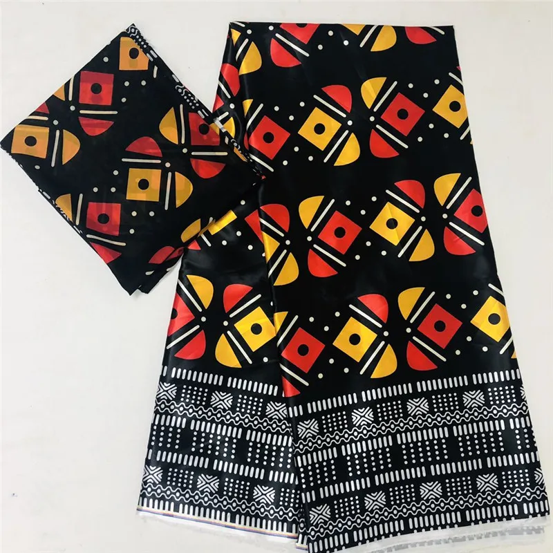 african 6 yards 100% Real silk satin wax prints fabric for African women dress