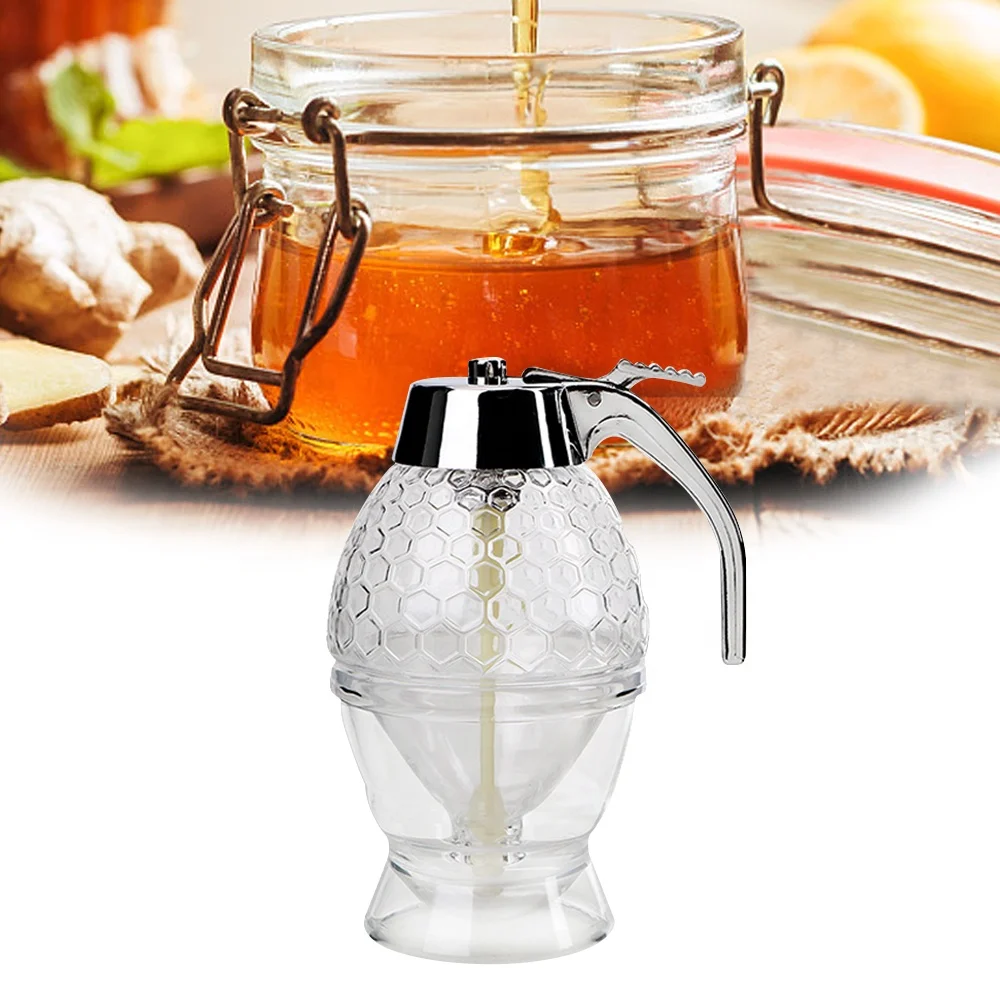 Honey Dispenser No Drip Acrylic - Maple Syrup Dispenser Acrylic Honey Comb Shaped Honey Pot