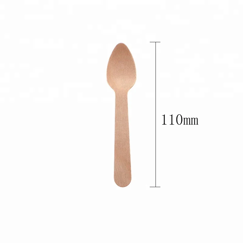 110mm 100% Natural Eco-friendly Hot Sale Biodegradable Mini Tasting Disposable Wooden Spoon