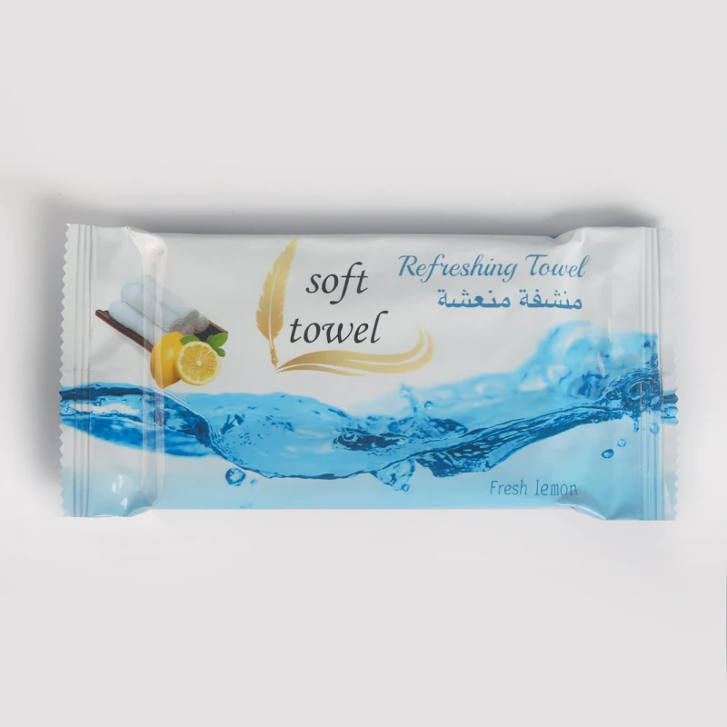 Microfiber wet towels Lemon  wet facial hand restaurant shop hotel refreshing tissue