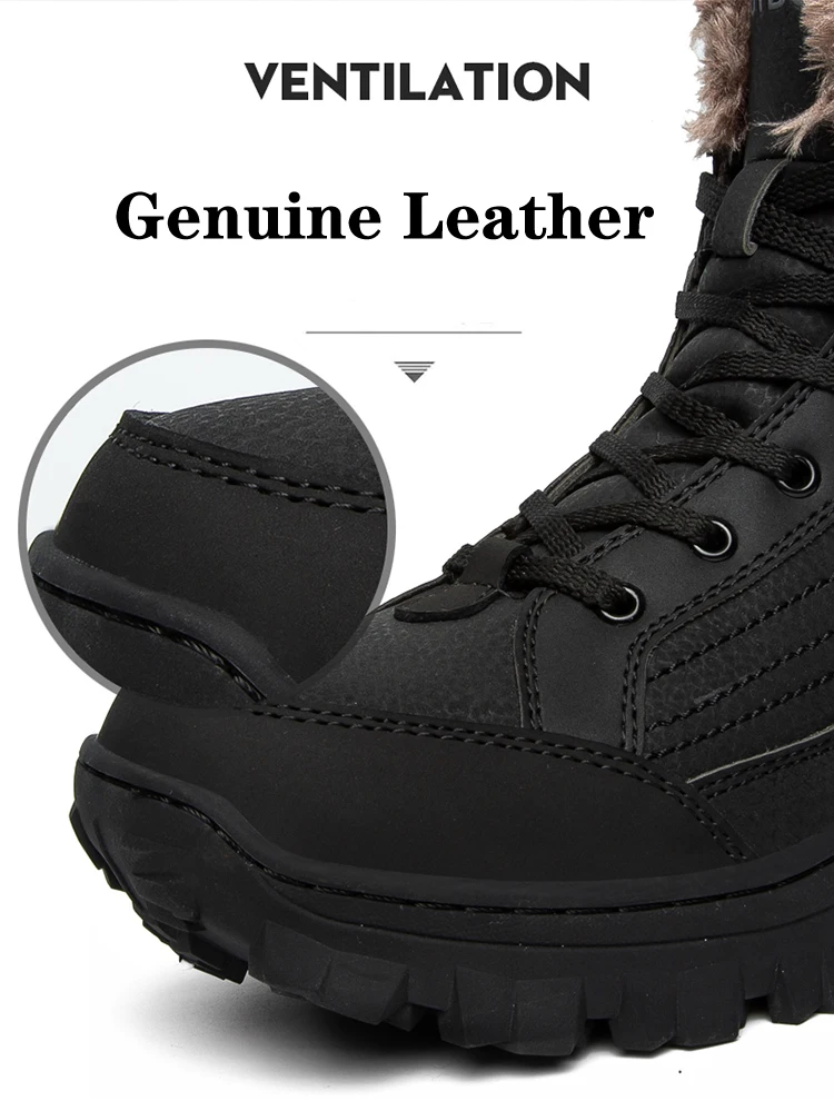 New Arrival Genuine Leather Waterproof Outdoor Mountain Climbing Winter High Top Boots Hiking Shoes For Men