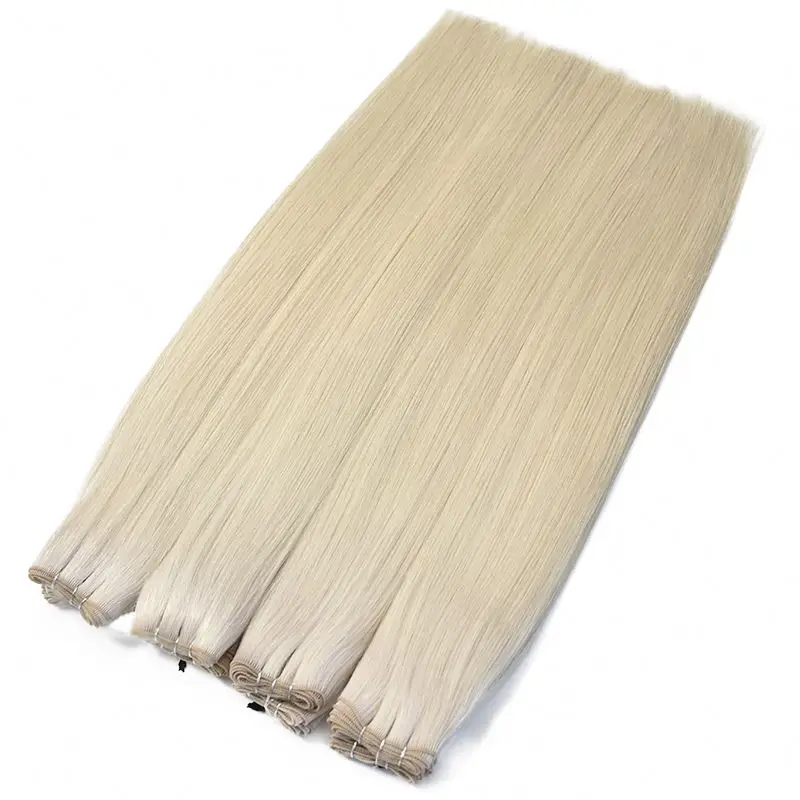 Salon Professional Double Drawn Extension Hand Tied Virgin Remy European Handtied Weft Hair