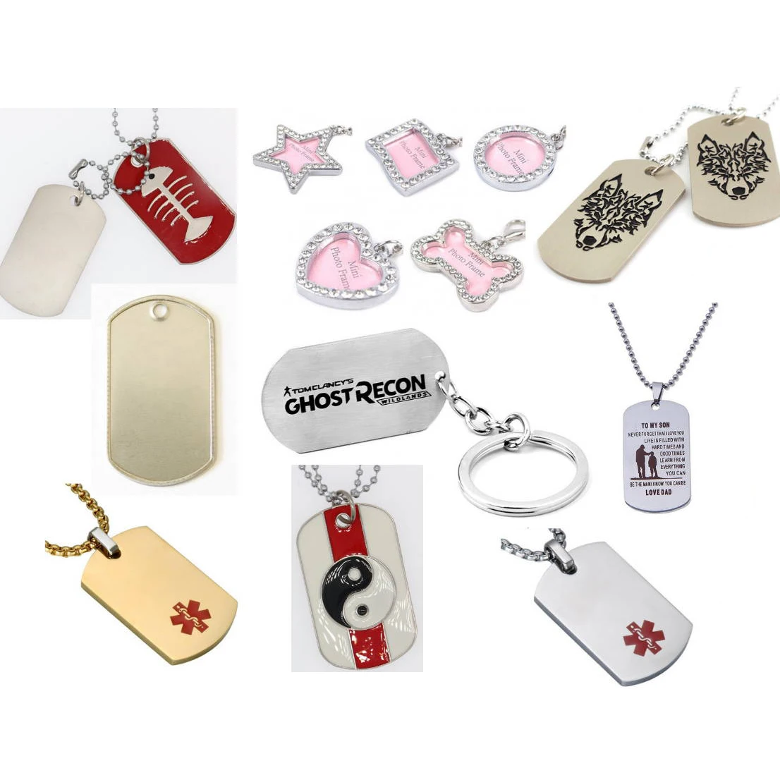 Custom Design Name Wholesale Engraving Laser Stainless Steel Pendant Chains And Pendants Dog Tag Necklace For Man