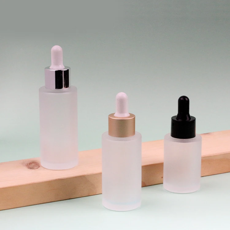 
Wholesale 30ml 50ml 60ml 80ml essential oil white frosted glass flat shoulder dropper bottle for aromatherapy oil 