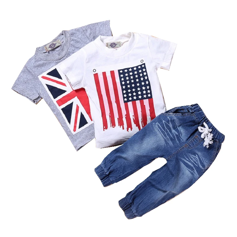 
Children clothing boys tshirt jeans 2pc set wholesale high quality summer kids clothes 