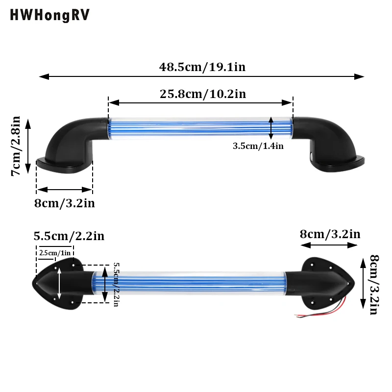 LED Lighted Grab Handle Illuminated Safety Grab Bar with 12V/24V LED Lighting for Campervan Yacht Boat RV Motorhome Staircase
