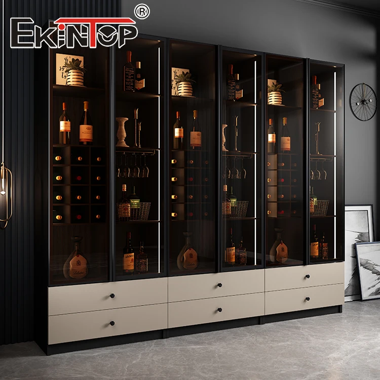 Ekintop Роскошная высококачественная мебель для гостиной шкафы с высоким блеском коммерческий шкаф бара набор и виски