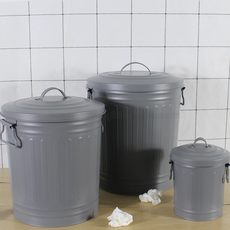 Miniature round Iron Trash Can Sustainable Household Food Waste Compost Canister Bucket