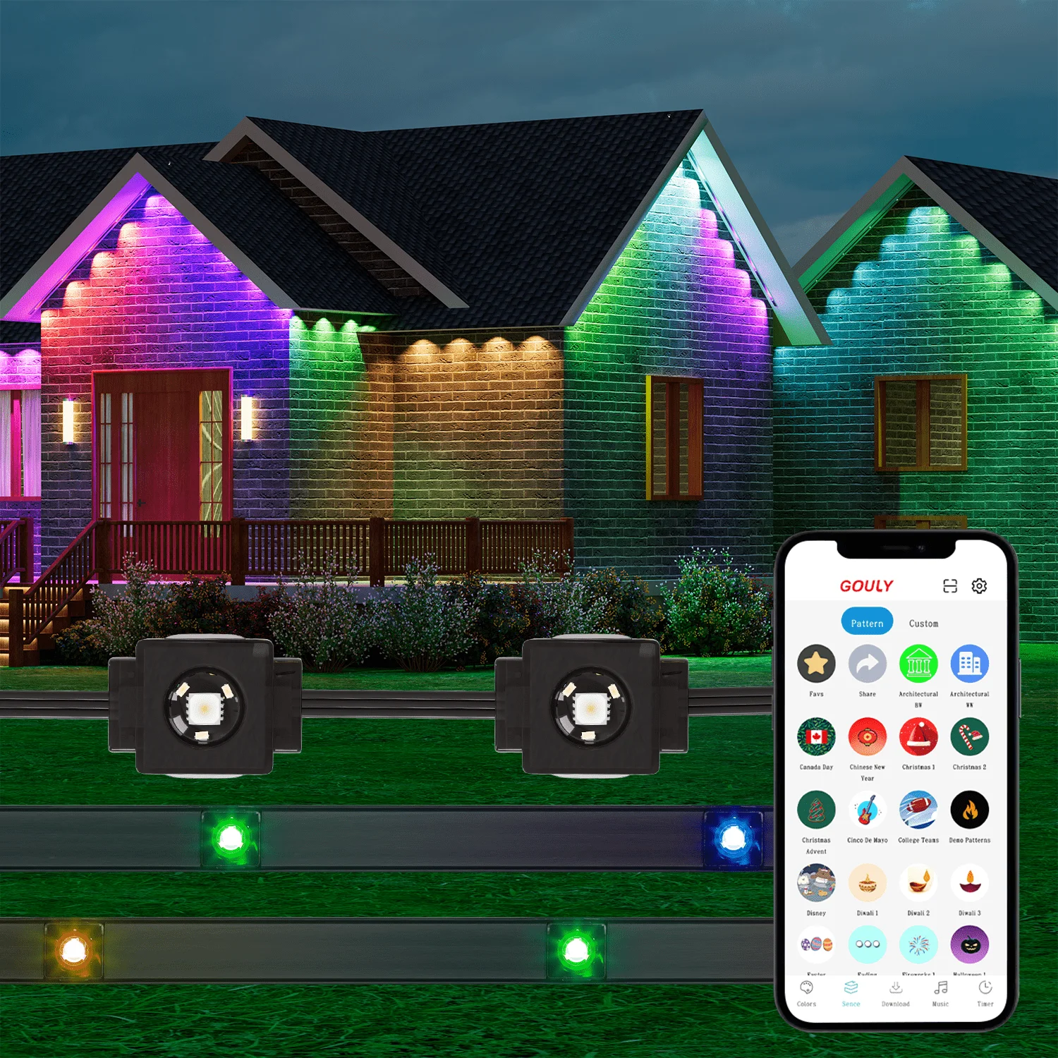 Gouly карнизы украшения перманентное рождественское освещение dc36v 1 6 w ip68 Водонепроницаемый rgbw Перманентный уличный свет