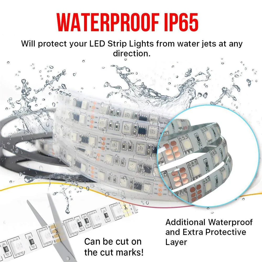 220V LED Strip Light Flexible Lights Outdoor Room Decoration Lamp SMD 5050 Tape Phone APP and Remote Control Waterproof 12V RGB