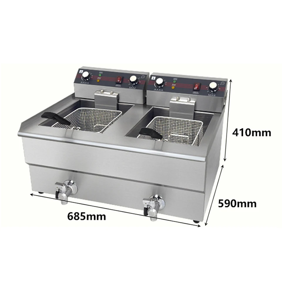 SC-181V-2 Electric Commercial Deep Fryer 18+18L with Choke Countertop Tank Basket Commercial Restaurant Kitchen