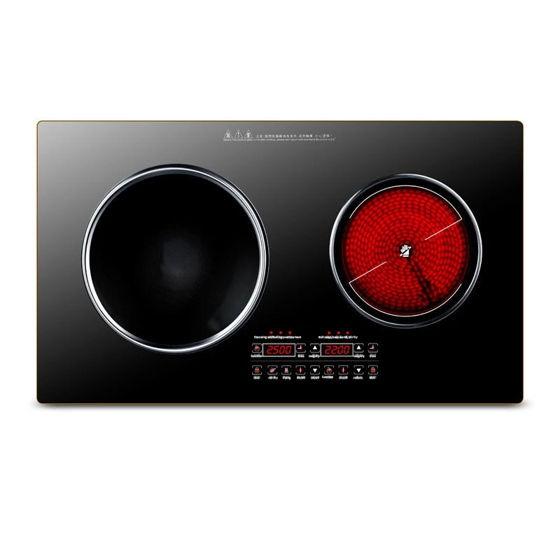 Built-in kitchen 2 burners multi function electric cooktops concave wok IH induction cooker vs infrared cooker pot stove
