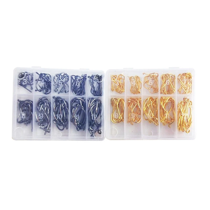 River Lake carbon steel barbed fishing hooks customized river lake 100 pcs fish Barbed Hook hooks box