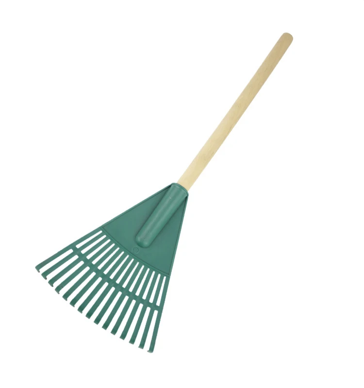 new design hot selling wooden handle 15 teeth kids children plastic garden leaf rake hand garden tools wholesale