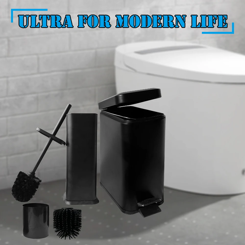 5L Bathroom Stainless Steel Foot Pedal Waste Bin Rectangle Shape 5L Garbage Bin Metal Foot Pedal Rubbish Bin