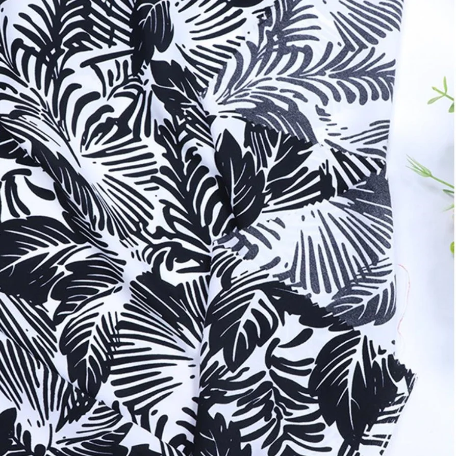 High quality chiffon printed leaf pattern spring/summer beach skirt polyester shoe hat fabric