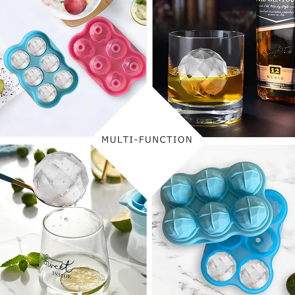 Silicon Ice Tray Cube Mold Round Spheroid 6 Ice Balls Whiskey Food grade household ice box wholesale