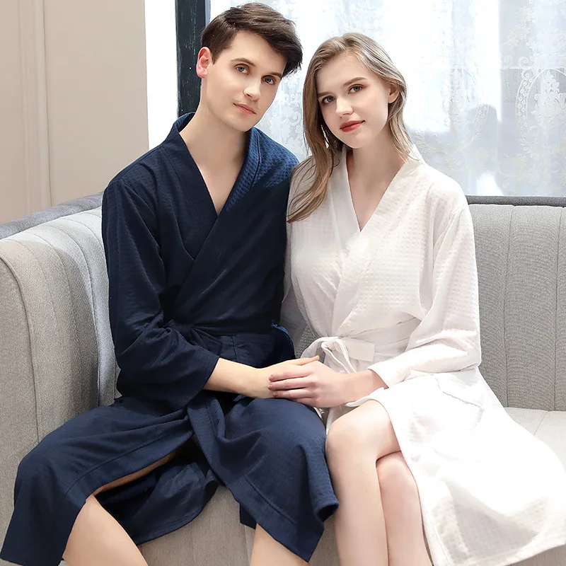 2022 Summer Luxury Men Robes Pajamas Soft Bamboo Cotton Belt Waffle high quality Bath Robe
